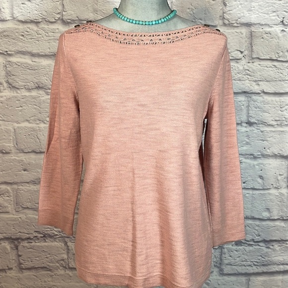 Ralph Lauren woven crochet neckline blouse - Picture 1 of 7